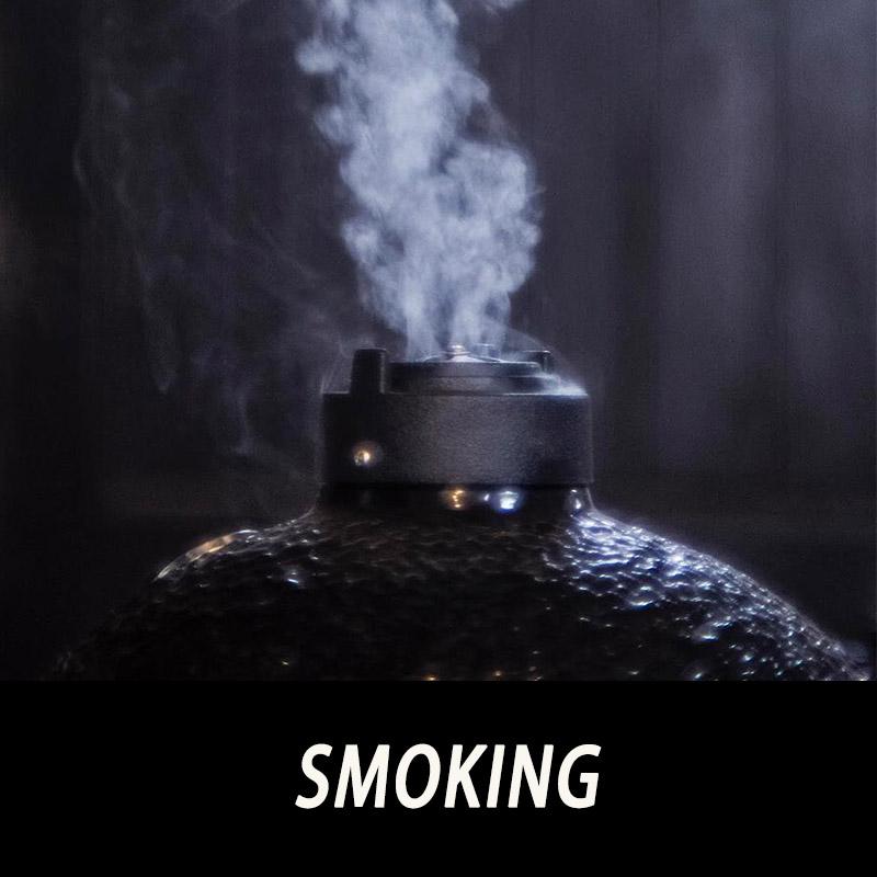 smoking by ceramic kamado grill